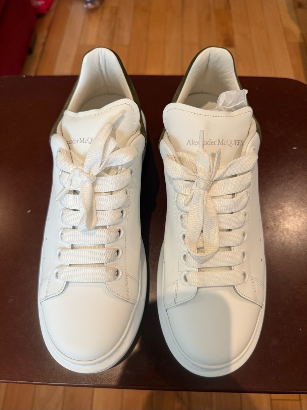 Alexander McQueen White Leather Low-Top Sneakers.